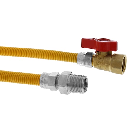 Jones Stephens 3/8" OD (1/4" ID) Gas Connector, 1/2" MIP x 1/2" FIP Ball Valve x 12" G70201